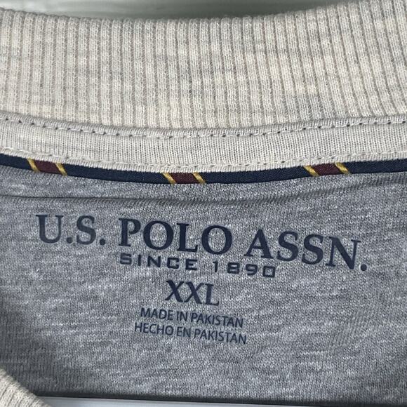 US POLO ASSN Mens XXL Crew Neck Fleece Pullover Sweatshirt Oatmeal Heather NWT - Picture 4 of 6